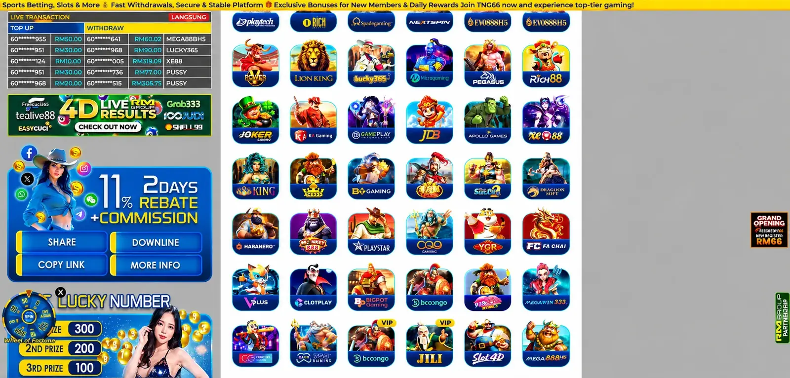 TNG66 online casino games